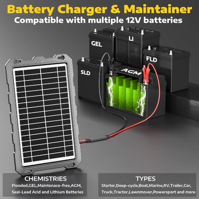 10W 12V সোলার ব্যাটারি ট্রিকেল চার্জার চালিত ব্যাটারি রক্ষণাবেক্ষণকারী সামুদ্রিক