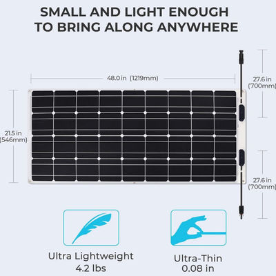 সামুদ্রিক RV পাতলা 100W নমনীয় সৌর প্যানেল সেল IP68 জলরোধী ODM
