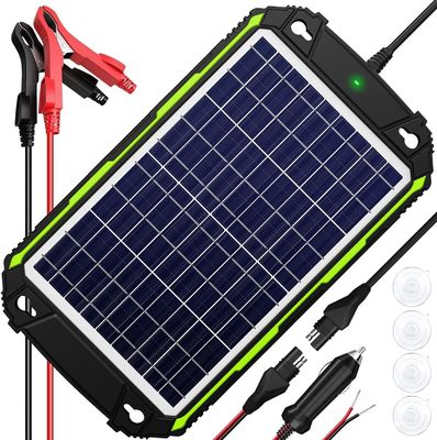 10W 12V ওয়াটারপ্রুফ সোলার ব্যাটারি চার্জার রক্ষণাবেক্ষণকারী গাড়ি নৌকা সামুদ্রিক আরভি জন্য