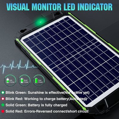 10W 12V ওয়াটারপ্রুফ সোলার ব্যাটারি চার্জার রক্ষণাবেক্ষণকারী গাড়ি নৌকা সামুদ্রিক আরভি জন্য