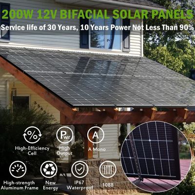 200W সৌর একক স্ফটিক পিভি প্যানেল 12V 10BB RV হোম জন্য