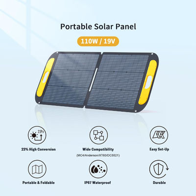 পোর্টেবল হাইব্রিড একক সৌর প্যানেল 110W 19V IP67 জলরোধী
