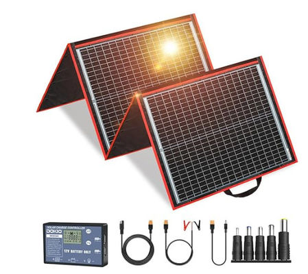 FT160 পোর্টেবল নমনীয় সৌর কোষ চার্জার সিস্টেম 160W 18V কালো ABS সঙ্গে