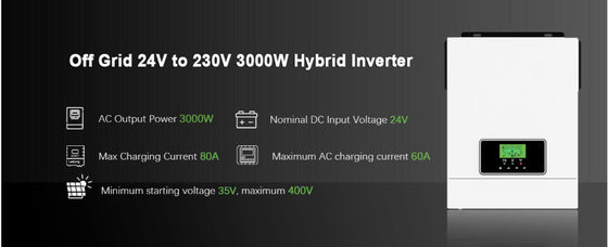 FT3000 সৌর হাইব্রিড ইনভার্টার 3200W80A MPPT সাদা সঙ্গে সৌর চার্জ নিয়ন্ত্রক মধ্যে নির্মিত