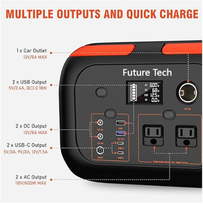 FTMB600 পোর্টেবল পাওয়ার স্টেশন সেট 300W,600W ব্যাকআপ লিথিয়াম ব্যাটারি প্যাক ব্যাংক