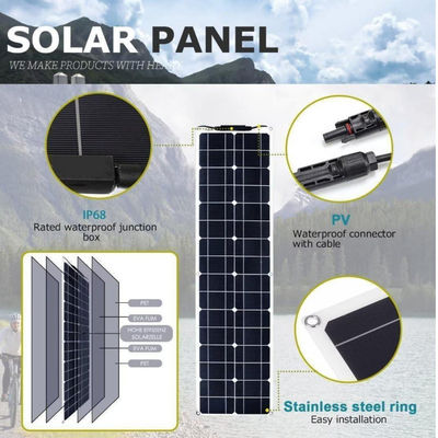 মোটরহোমের জন্য 300W একক স্ফটিক ইউএসবি সৌর প্যানেল কিট 50A 12-24V