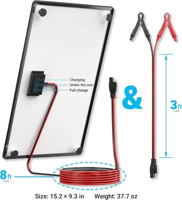 10W 12V চৌম্বকীয় সৌর ব্যাটারি চার্জার ট্রিকল রক্ষণাবেক্ষণকারী নৌকা জন্য জলরোধী