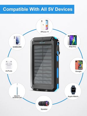 38800mAh সৌর শক্তি ইউএসবি পাওয়ার ব্যাংক বহিরঙ্গন ক্যাম্পিং জন্য জলরোধী