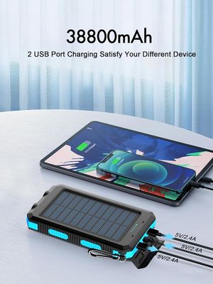 38800mAh সৌর শক্তি ইউএসবি পাওয়ার ব্যাংক বহিরঙ্গন ক্যাম্পিং জন্য জলরোধী