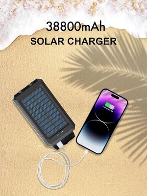 38800mAh সৌর শক্তি ইউএসবি পাওয়ার ব্যাংক বহিরঙ্গন ক্যাম্পিং জন্য জলরোধী